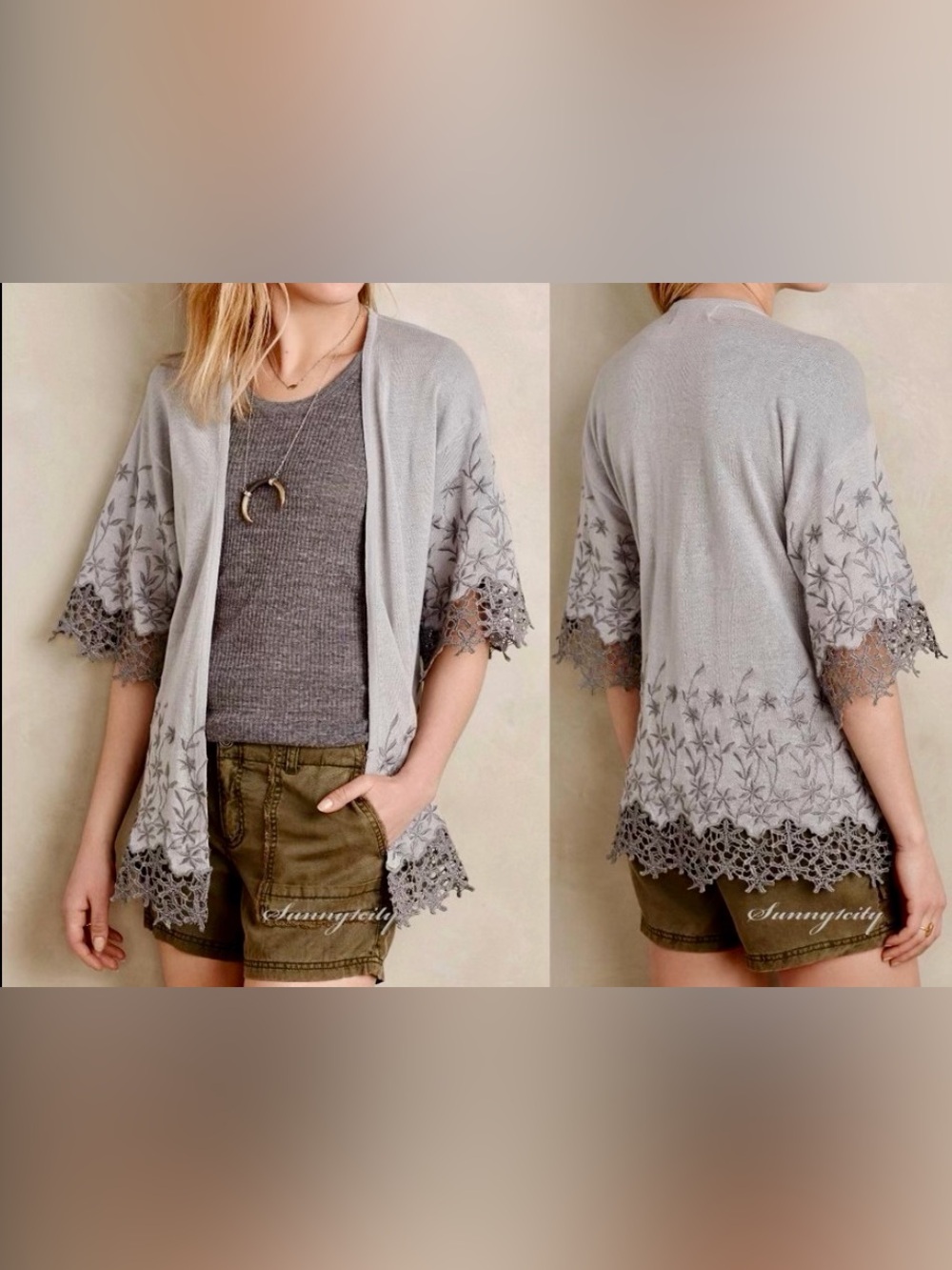 Sunday in Brooklyn for Anthropologie embroidered kimono cardigan - Picture 8 of 8